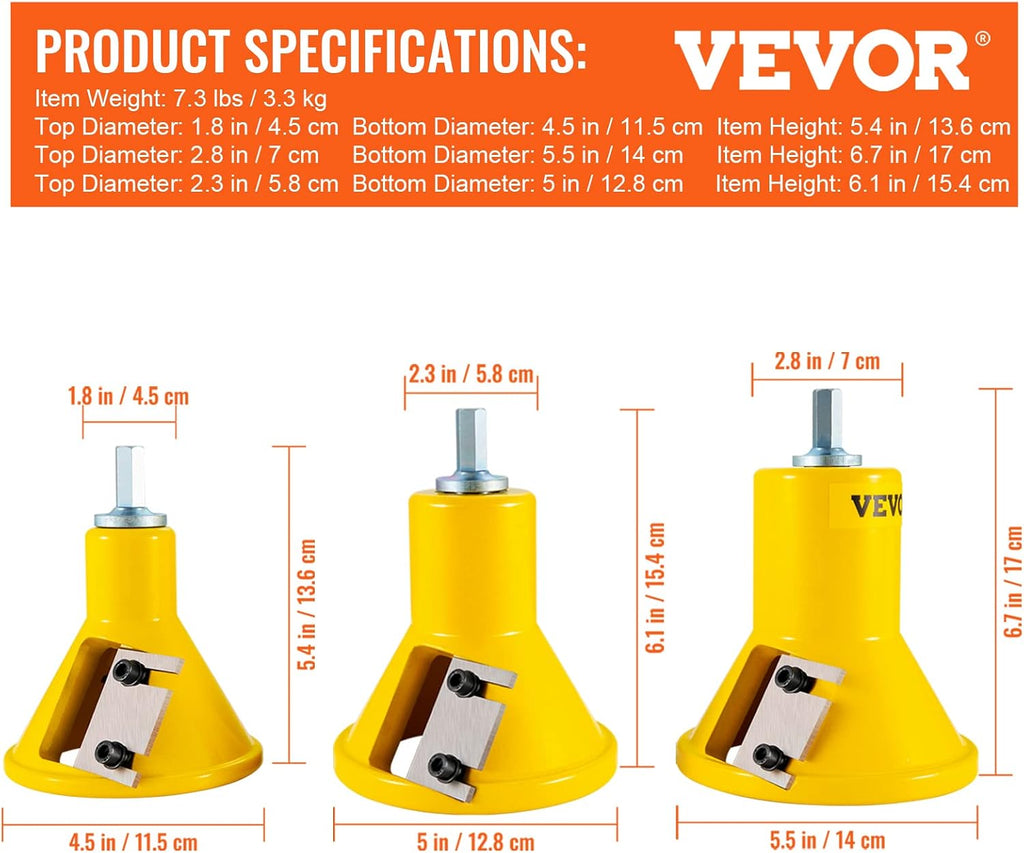 VEVOR Tenon Cutter, 1'/25.4mm & 1.5'/38mm & 2'/50.8mm, with Dual Straight Blades & Button Screws Home Master Kit, Premium Aluminum & Steel Log Furniture Cutter, Commercial Starter's Tool for Home DIY