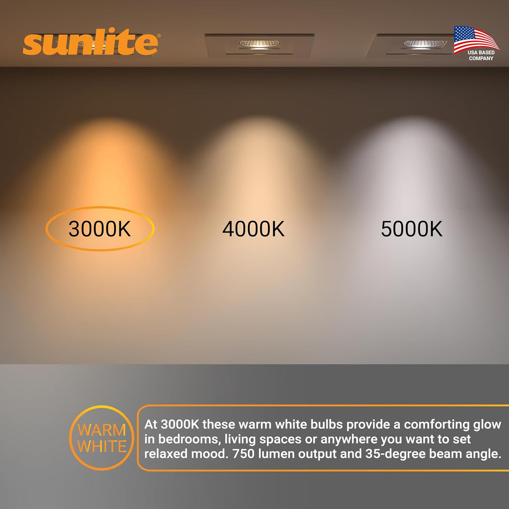 Sunlite Reflector PAR30 LED Bulb, Spotlight, 9W (75W=), 750 Lmns, Medium E26 Base, 90 CRI, Dimmable, Decorative Track Lighting Use, ETL, Title-20 Compliant, Bulk, 24 Pack, 30K-Warm White