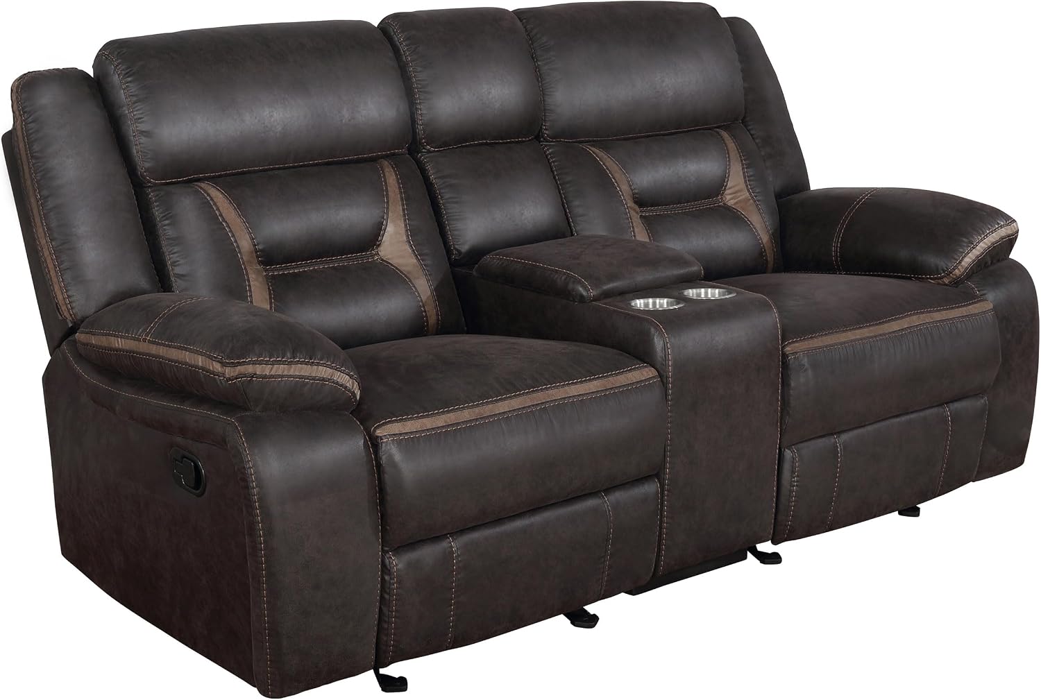 Coaster Home Furnishings - Greer - Leatherette Upholstered Reclining Sofa Set with Built-in Cupholders, Lift Top Storage Console, and Drop-Down Table - Living Room - Brown - 651354-S2