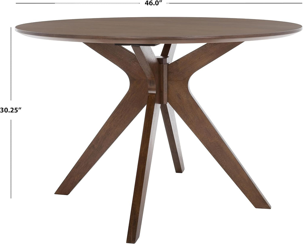 SAFAVIEH Couture Collection – Carolee Walnut Brown 46-Inch Round Dining Table, Farmhouse Dining Table for Kitchen or Dining Room, Seats Up to 4 (SFV2134C)