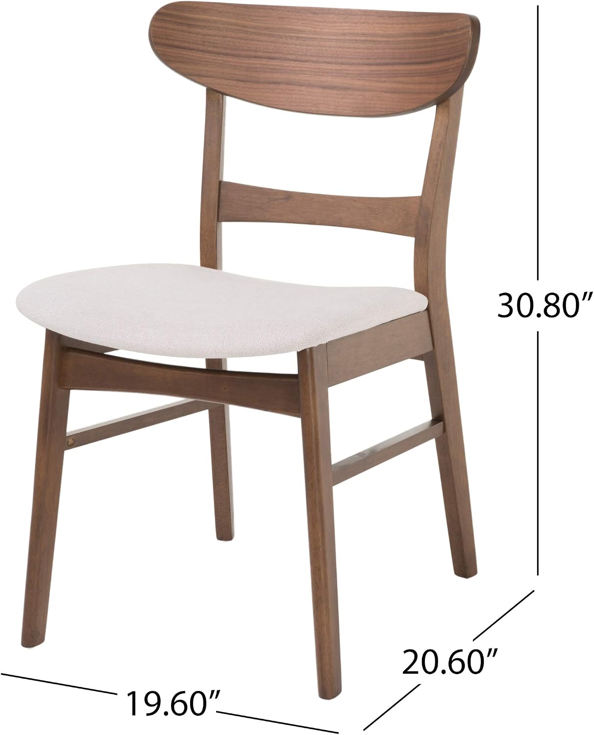 Christopher Knight Home Helen Mid-Century Modern Dining Chairs (Set of 4), Polyester,Rubberwood, Light Beige, Walnut