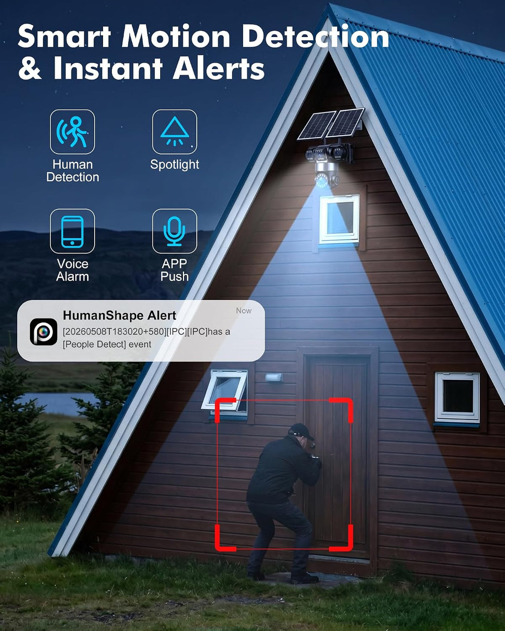 KEPEAK 4G LTE Cellular Solar Security Camera Wireless Outdoor, 4 Lens No WiFi Solar Powered Camera, Color Night Vision, PIR Motion Sensor, 2 Way Talk, Built in SIM Card