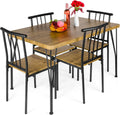 Best Choice Products 5-Piece Metal and Wood Indoor Modern Rectangular Dining Table Furniture Set for Kitchen, Dining Room, Dinette, Breakfast Nook w/ 4 Chairs - Brown
