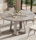 IDEALHOUSE 47 Inch Round Dining Table for 4-6 People, Circle Kitchen Table with Cross Base, Farmhouse Wood Dinner Table for Apartment, Grey