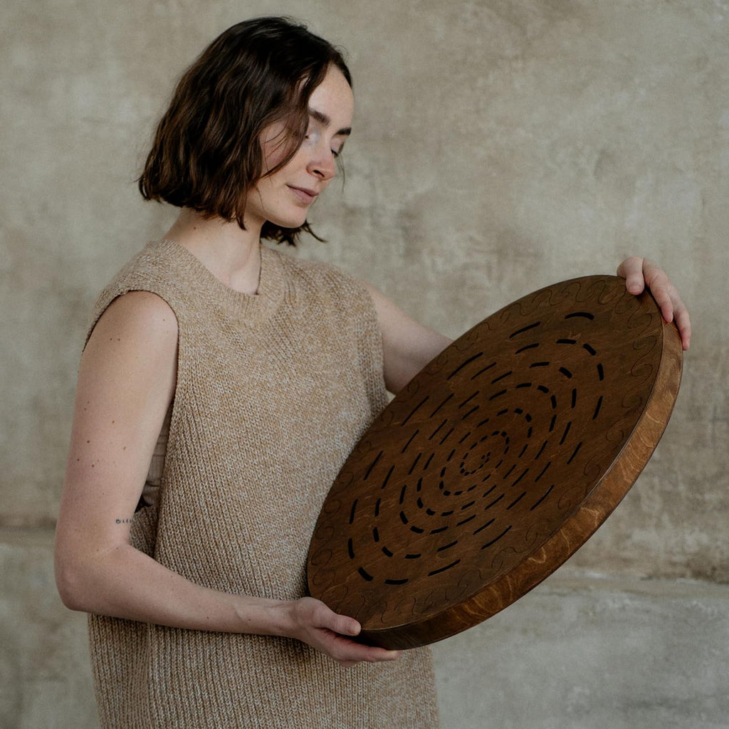 Water-Fall Disc — Wooden Ocean Drum, Swirl, 19.5' (50 cm) | Deep Ocean Waves & Waterfall Sound for Sound Bath, Meditation & Sleep | No Bag