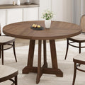 IDEALHOUSE Round Dining Table for 4, 47 Inches Dining Room Table with Wooden Base, Kitchen Table with Circle Tabletop, Dinner Table for Dining Room, Kitchen, Living Room, Brown
