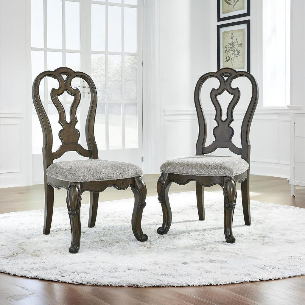 Signature Design by Ashley Maylee Classic Upholstered Armless Dining Chair, Set of 2, Dark Brown