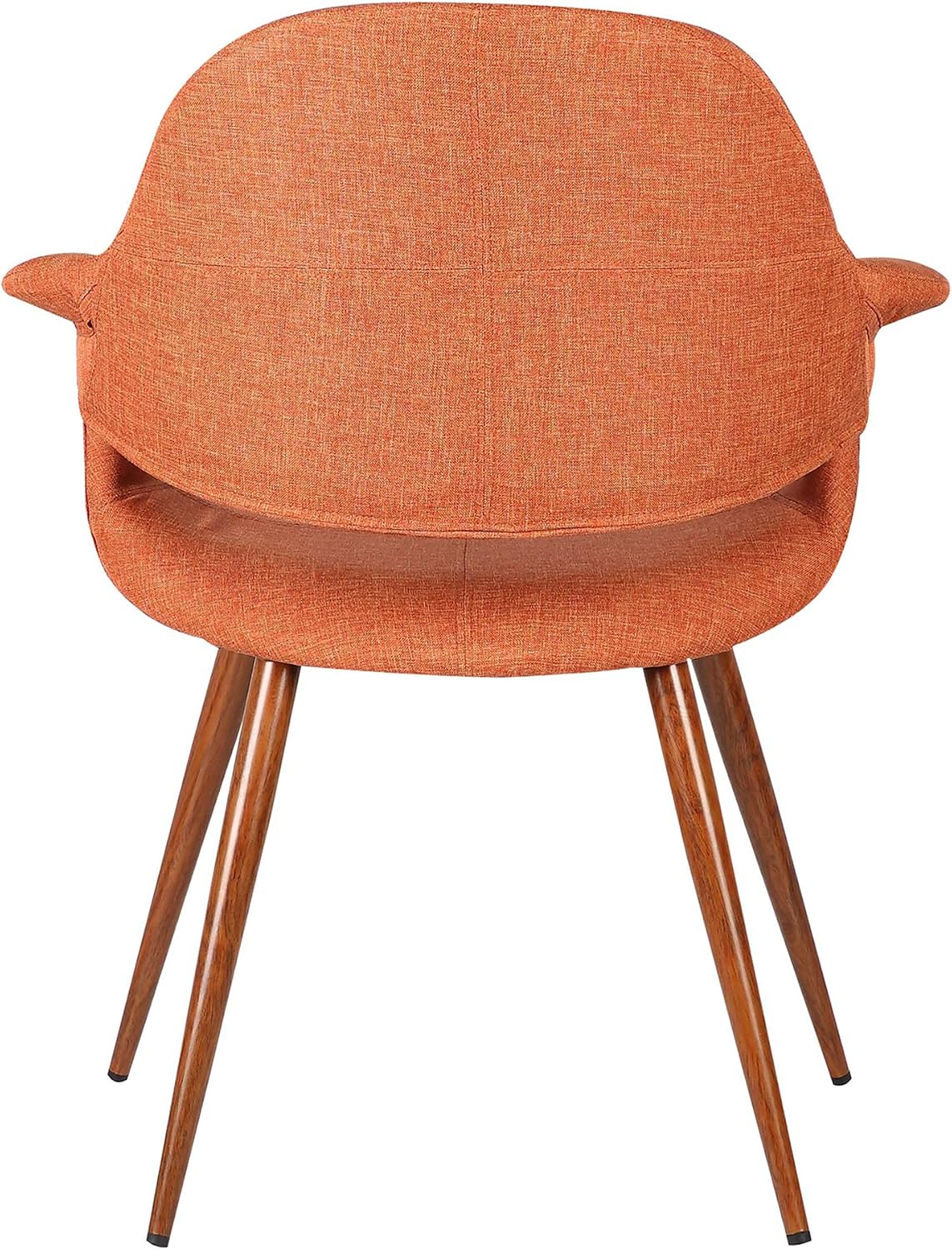 Armen Living Phoebe Mid Century Modern Accent Chair for Dining Table Kitchen Desk Vanity in Orange Fabric and Walnut Wood Finish