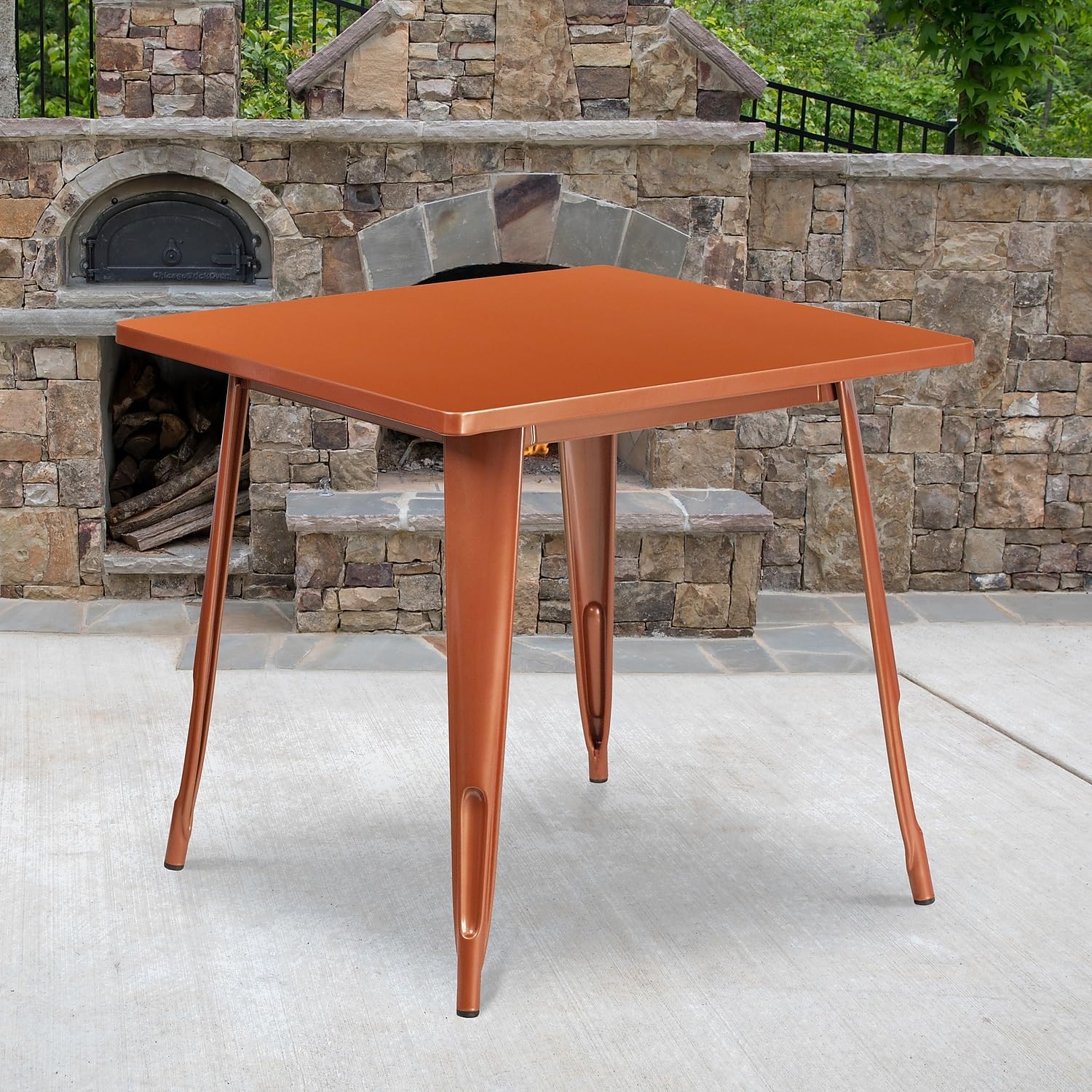 Flash Furniture Felix Commercial Grade 31.5' Square Copper Metal Indoor-Outdoor Table