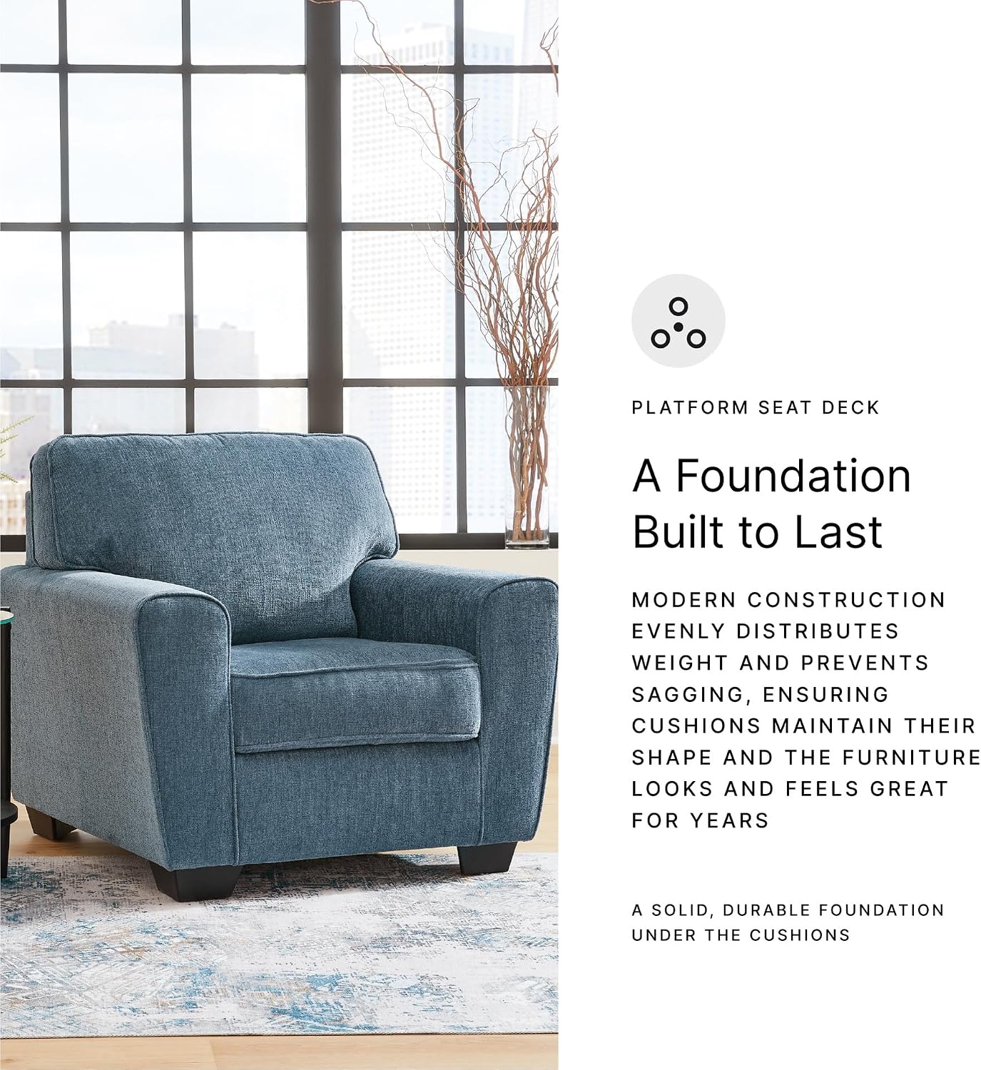 Signature Design by Ashley Cashton Modern Upholstered Chair, Blue
