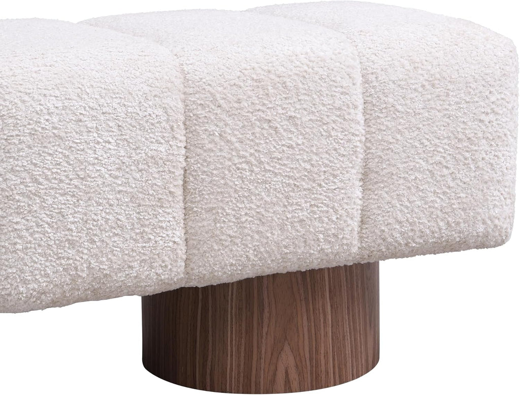 Christopher Knight Home Manila 64' Boucle Dining Bench, Upholstered Ottoman Bench, Rectangular Dining Seat, Spacious Seating, Long Footstool for Living Room Dining Room, No Assembly Needed, Beige