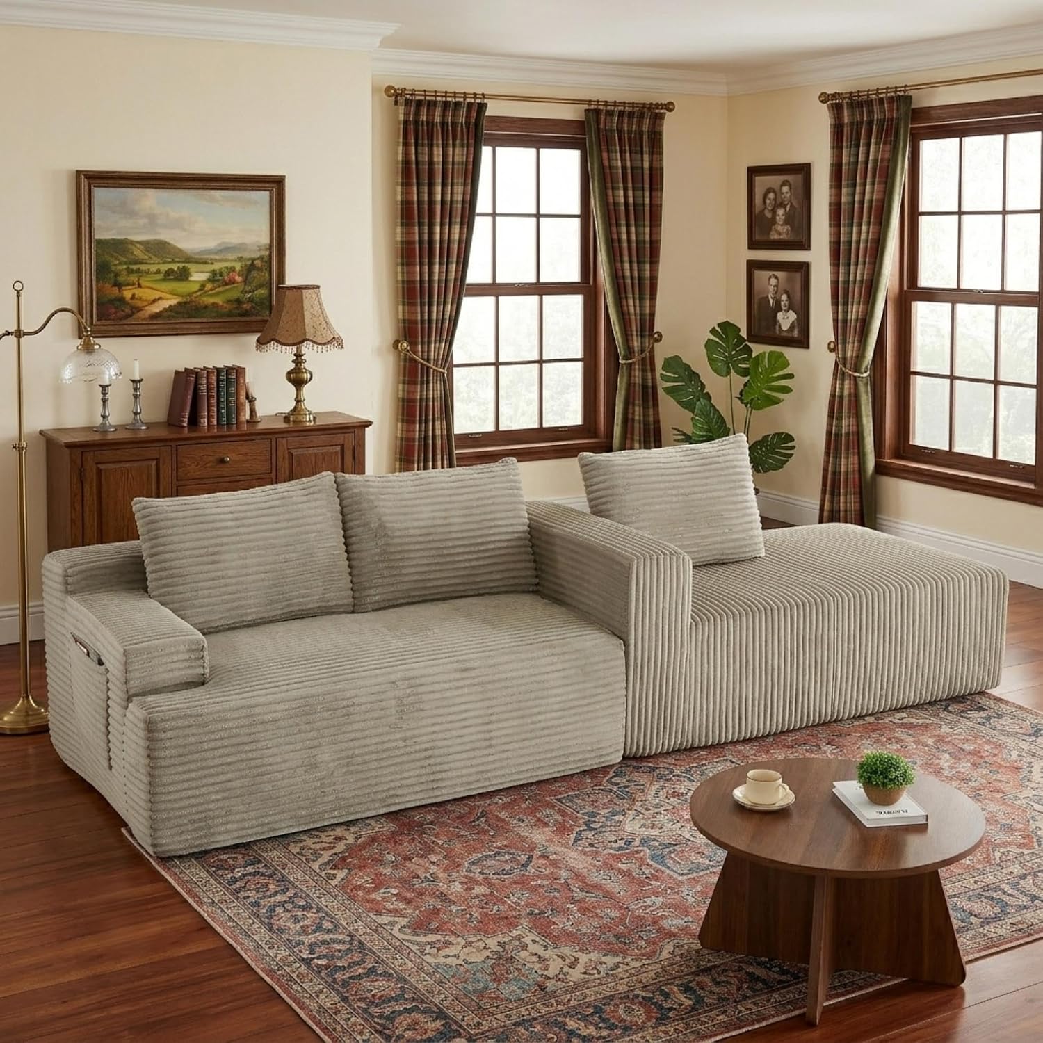 96' Right Facing Sectional Sofa Boneless Couches for Living Room - L Shaped Compressed Cloud Couch with Deep Seat in A Box