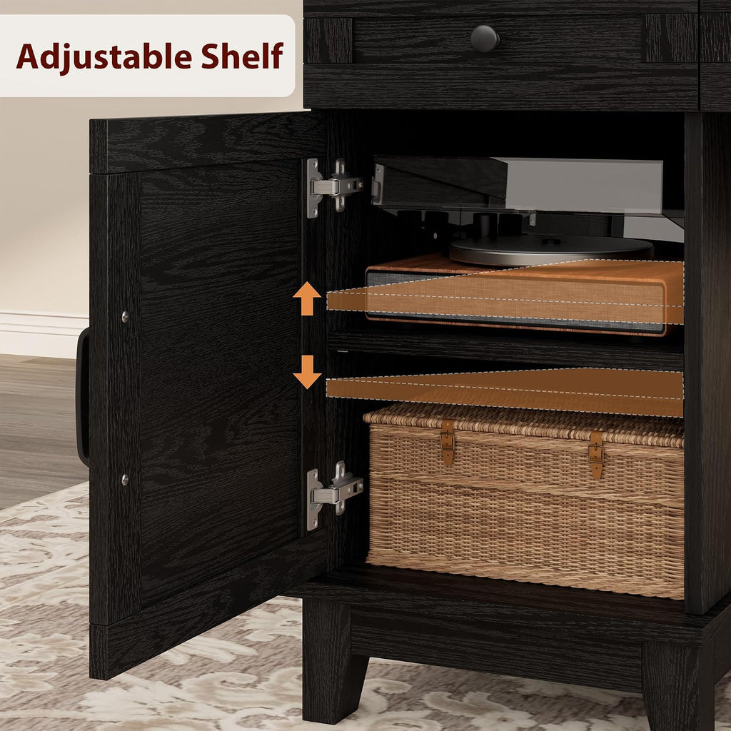 IDEALHOUSE Farmhouse Executive Desk 60 Inch, All-in-One Home Office Table with Built-in Charging Port, Rustic Wooden Computer Desk with File Drawers for Work, Rustic Black