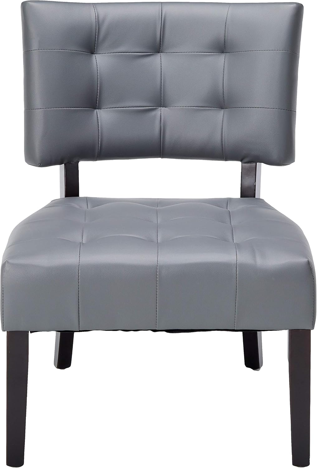 Roundhill Furniture Blended Leather Tufted Accent Chair with Oversized Seating, Gray