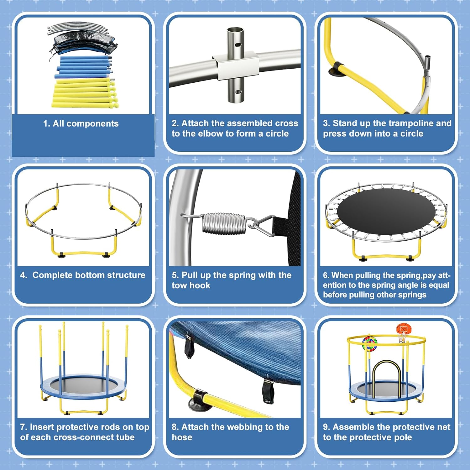 6FT Indoor Trampoline for Kids Ages 1-8, 72' Mini Toddler Indoor & Outdoor Trampoline with Safety Enclosure Net, Basketball Hoop & Dart Board, Birthday Gifts for Boys & Girls, Baby Toddler