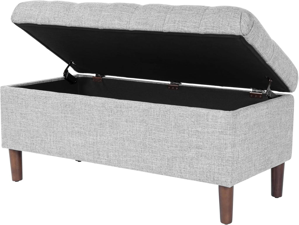 HomePop 40' Ainsley Button Tufted Storage Bench - Gray Woven