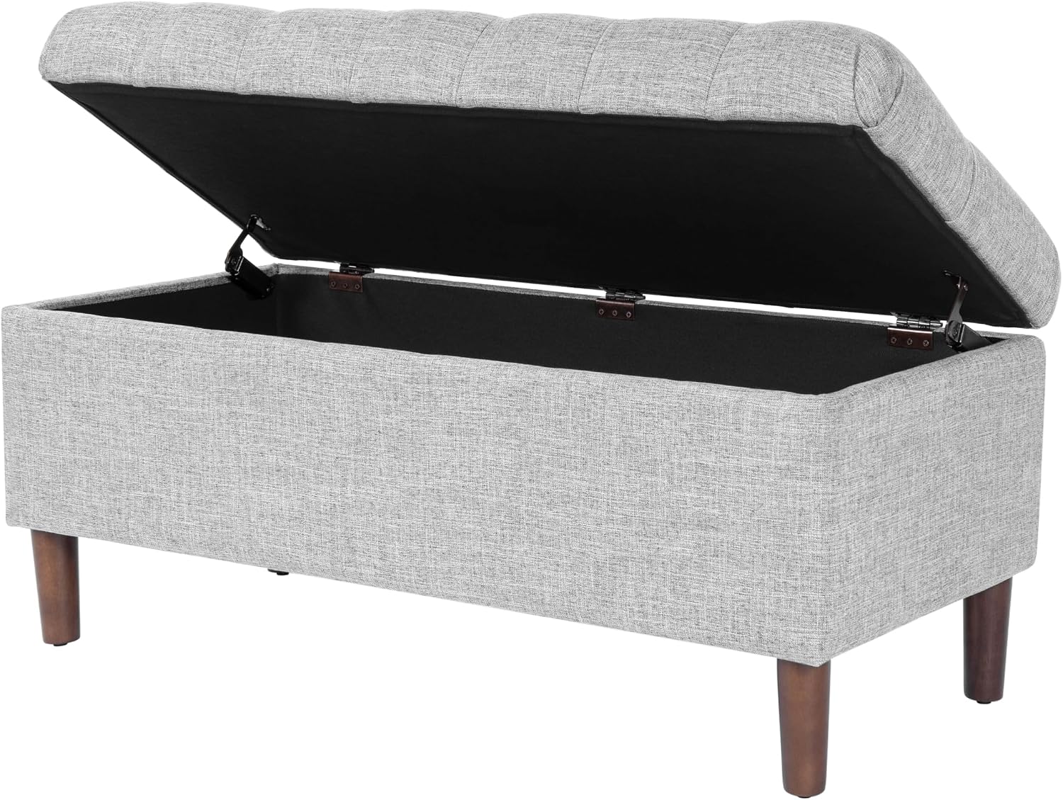HomePop 40' Ainsley Button Tufted Storage Bench - Gray Woven