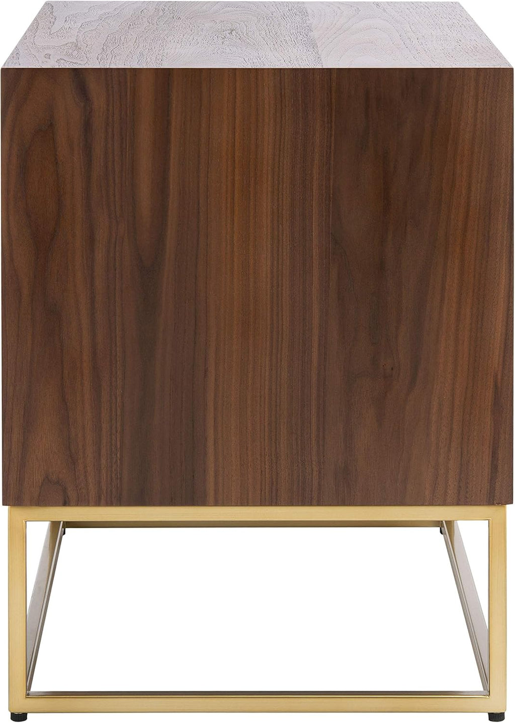 SAFAVIEH Couture Home Collection Adelyn Walnut & Gold 2-Drawer Nightstand Table, Fully Assembled (SFV7209A)