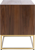 SAFAVIEH Couture Home Collection Adelyn Walnut & Gold 2-Drawer Nightstand Table, Fully Assembled (SFV7209A)