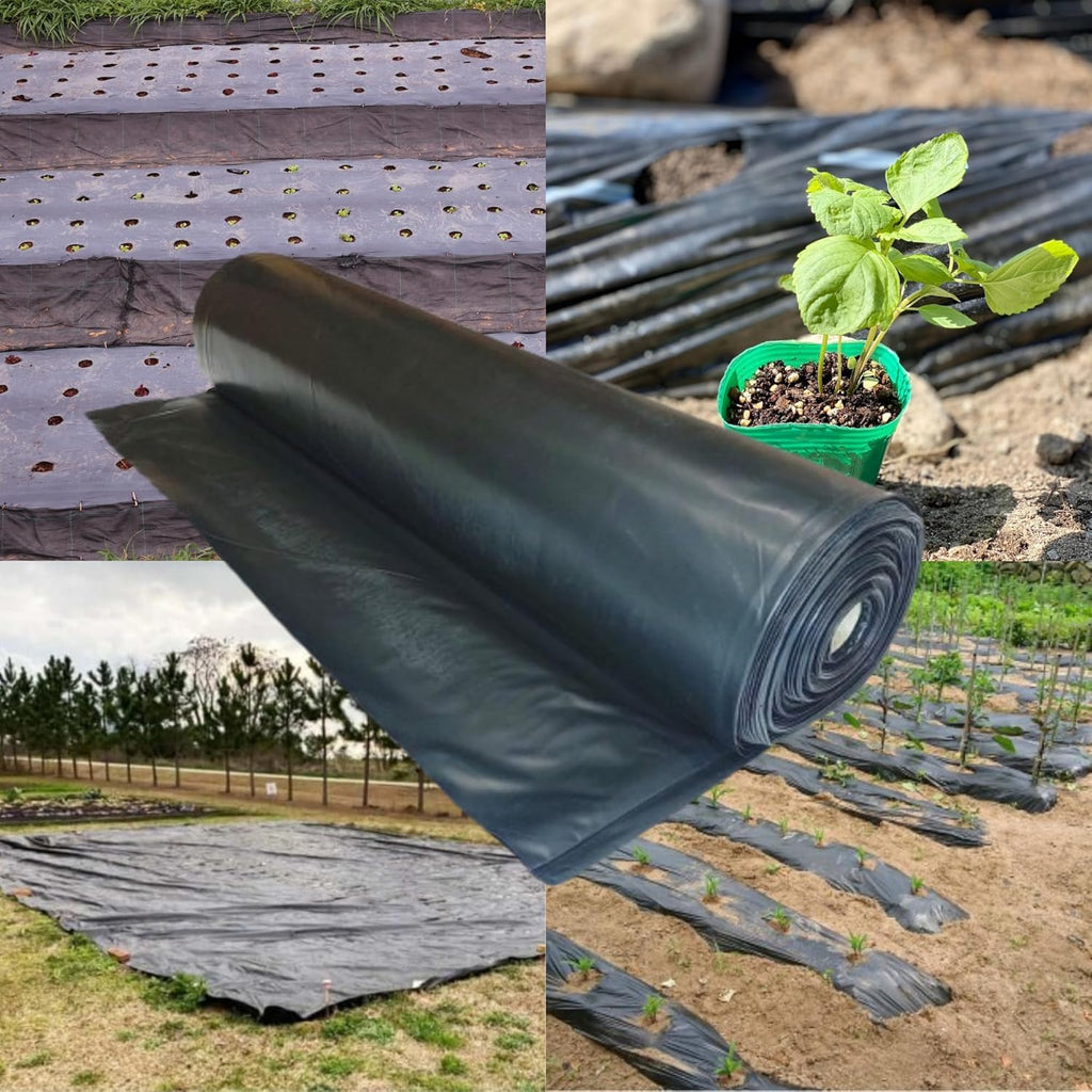Farm Plastic Supply - Weed Control 6 Mil Black/White Polyethylene Sheeting - Heavy Duty Weed Barrier Landscape Fabric for Outdoor Gardens, Non Woven Weed Blocker Fabric, Weed Control (10' x 100')