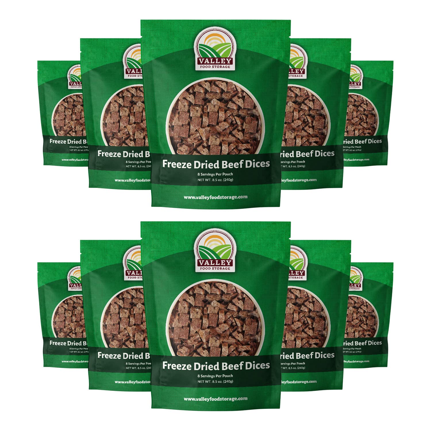 Freeze Dried Beef Dices 10-Bag Bucket, 85 Oz | Premium Emergency Food Supply 25 Year Shelf Life | Prepper Supplies, Survival Food, Off Grid Living Supplies | Valley Food Storage Packaged in USA