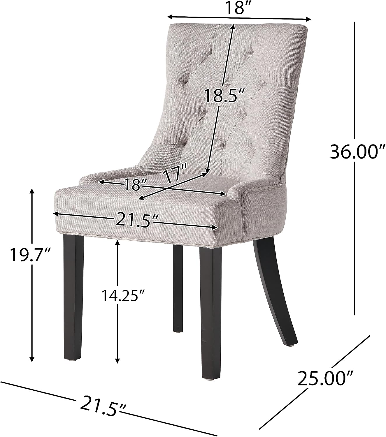 Christopher Knight Home Hayden Fabric Dining Chairs, 2-Pcs Set,Polyester, Light Grey