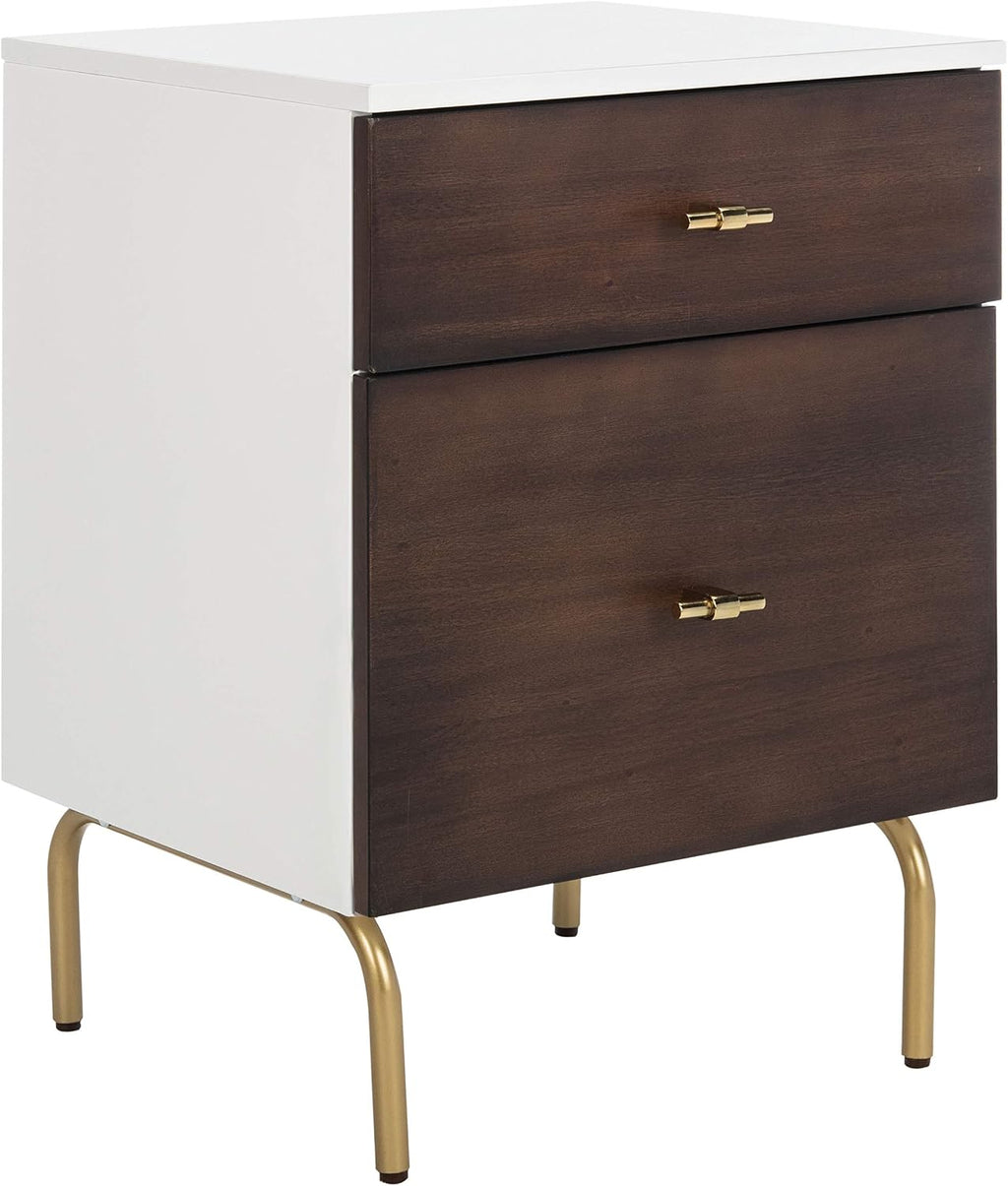 Safavieh Home Genevieve Modern Walnut and White Mahogany 2-drawer Nightstand