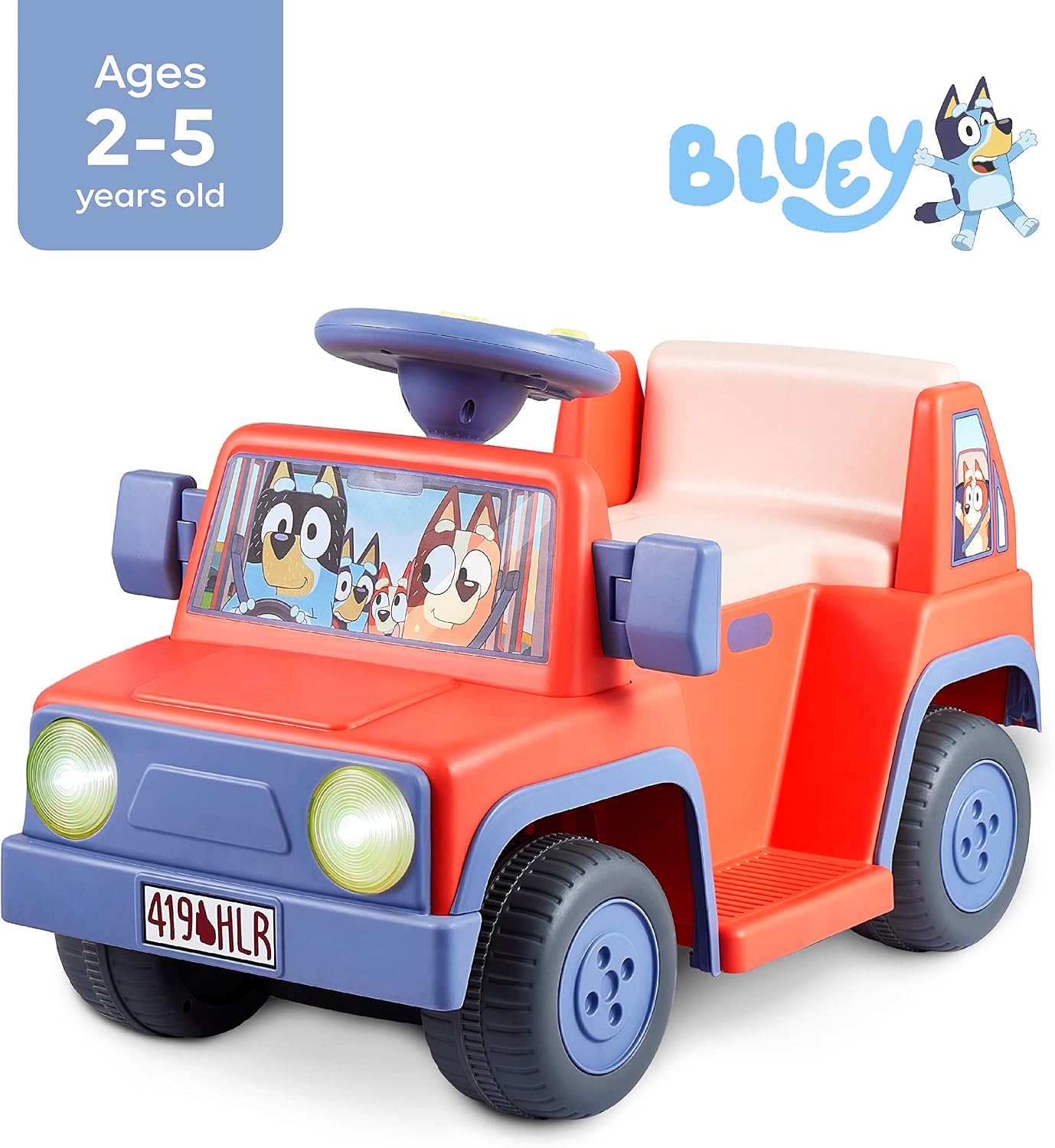 Bluey - Ride On Toy for Kids, LED Headlights, Music and Horn