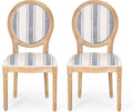 Christopher Knight Home Phinnaeus Dining Chair Set, Set of 2, Rubberwood, Dark Blue Line + Natural