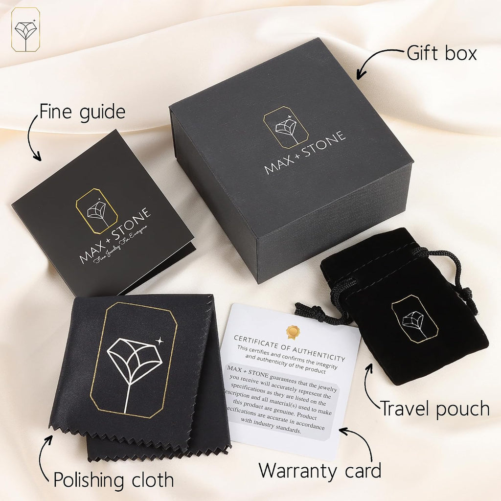MAX + STONE 14k Gold 8mm Round Solitaire Cubic Zirconia Pendant Necklace for Women with 18 Inch Box Chain