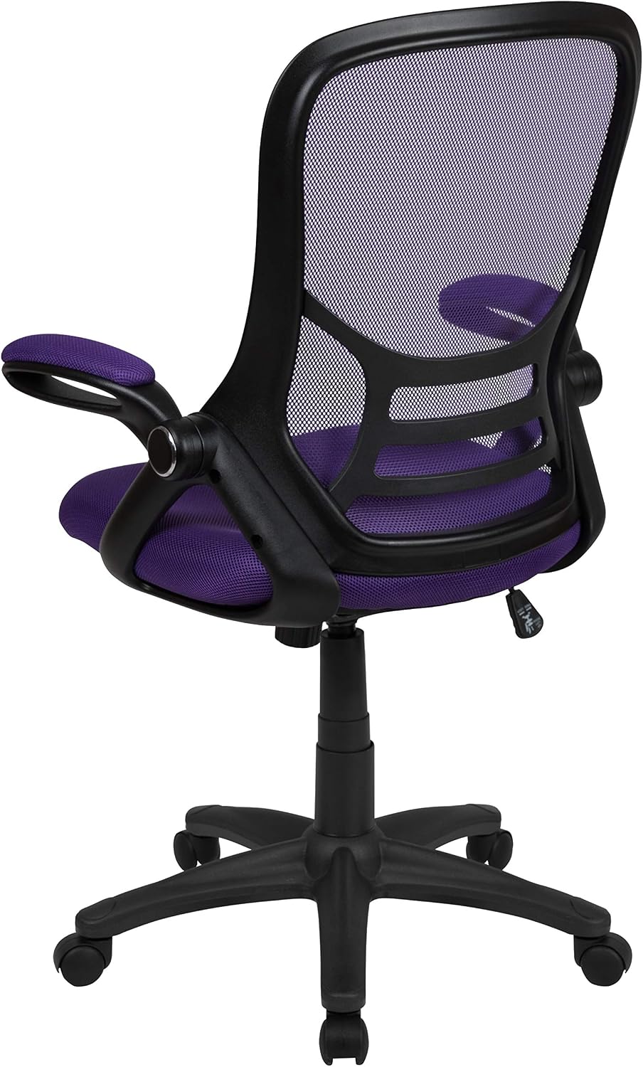 Flash Furniture Porter High-Back Swivel Office Chair with Adjustable Lumbar Support and Seat Height, Ergonomic Mesh Desk Chair with Flip-Up Armrests, Purple/Black