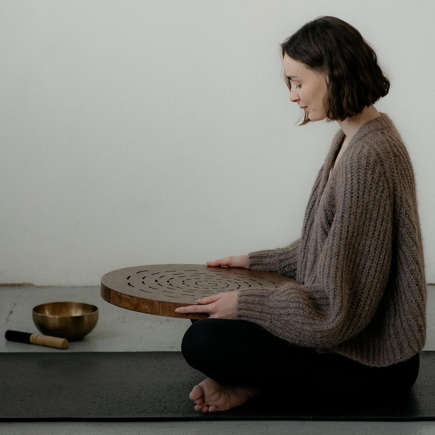 Water-Fall Disc — Wooden Ocean Drum, Swirl, 19.5' (50 cm) | Deep Ocean Waves & Waterfall Sound for Sound Bath, Meditation & Sleep | No Bag