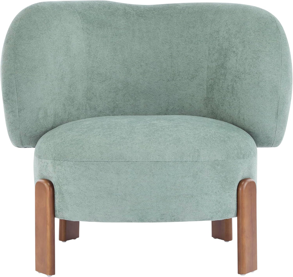 Christopher Knight Home Lily Solid Wood Wingback Accent Chair, Fabric Upholstered Club Chair, Curved Backrest Single Sofa, Comfy Reading Lounge Chair for Living Room, Soft Cushion Seating, Green