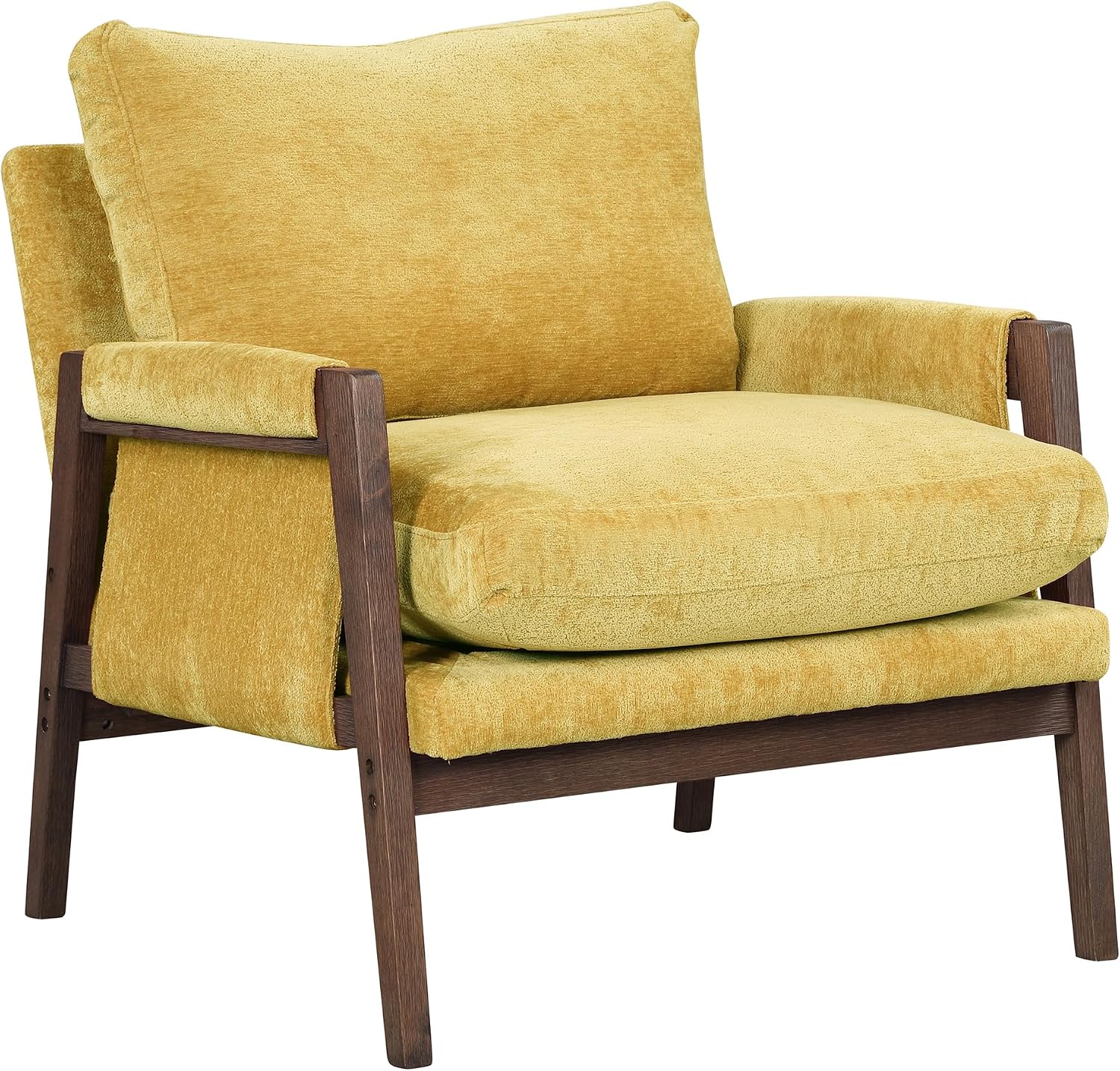 Roundhill Furniture Kelly Mid-Century Modern Accent Armchair, Yellow