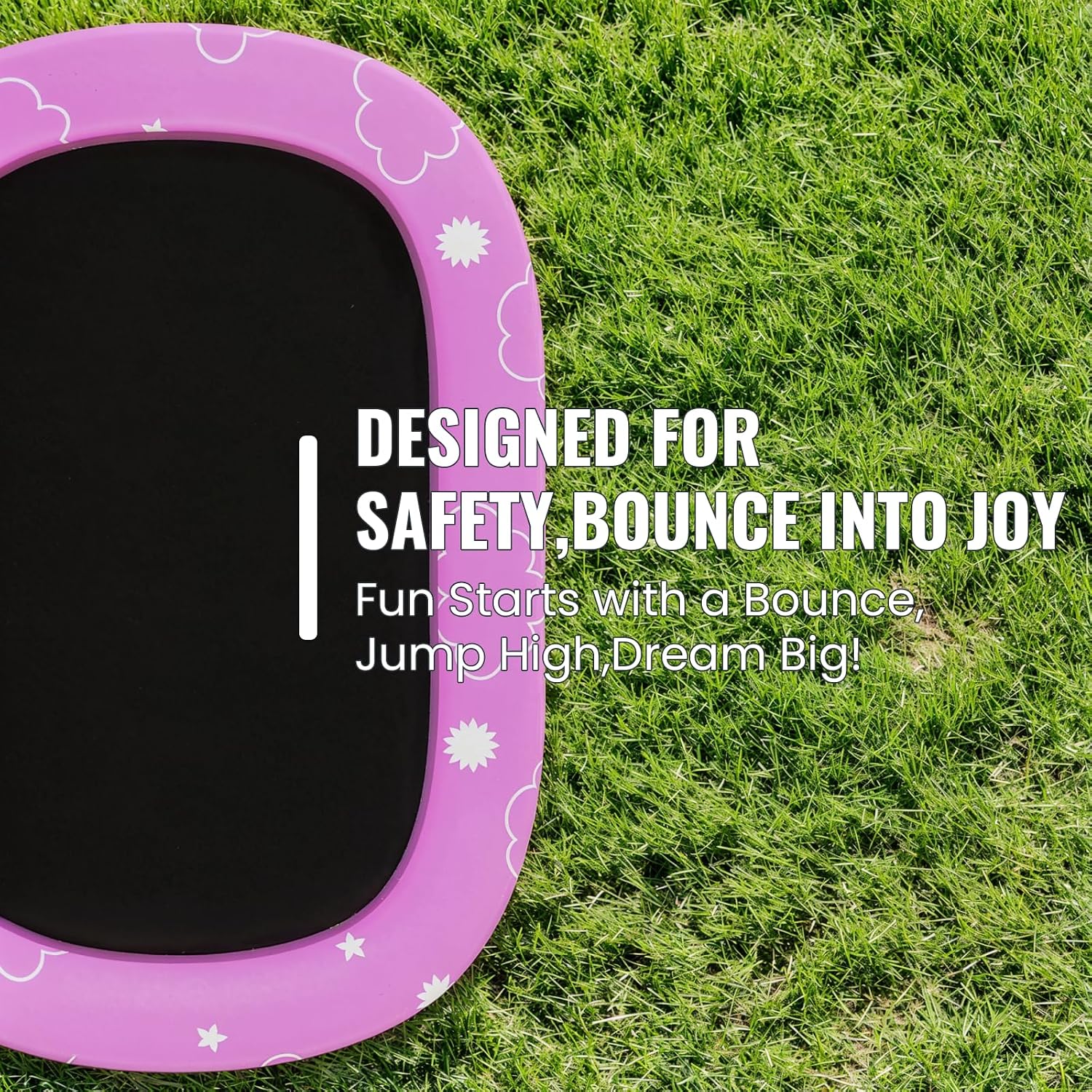 LAMERGE 55' 7-in-1 Round Trampoline for Kids Boys & Girls Ages 1-8, Indoor & Outdoor Trampoline for Fun, Adjustable Height Handrail ＆ Enclosed Safety Net ＆ Durable Designs for Toddlers Children