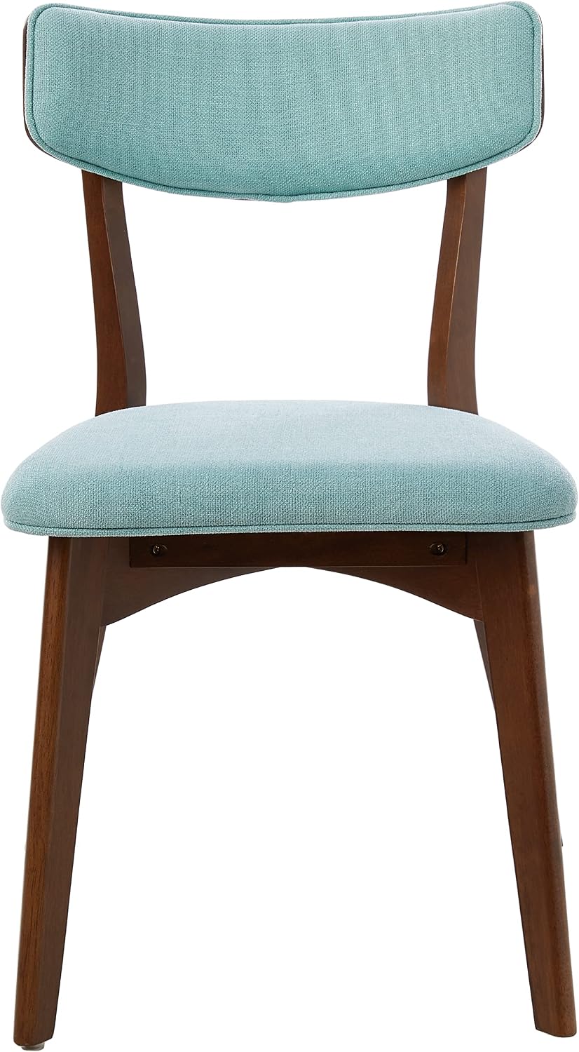 Christopher Knight Home Abrielle Mid-Century Modern Fabric Dining Chairs with Natural Walnut Finished Rubberwood Frame, 2-Pcs Set, Mint / Natural Walnut