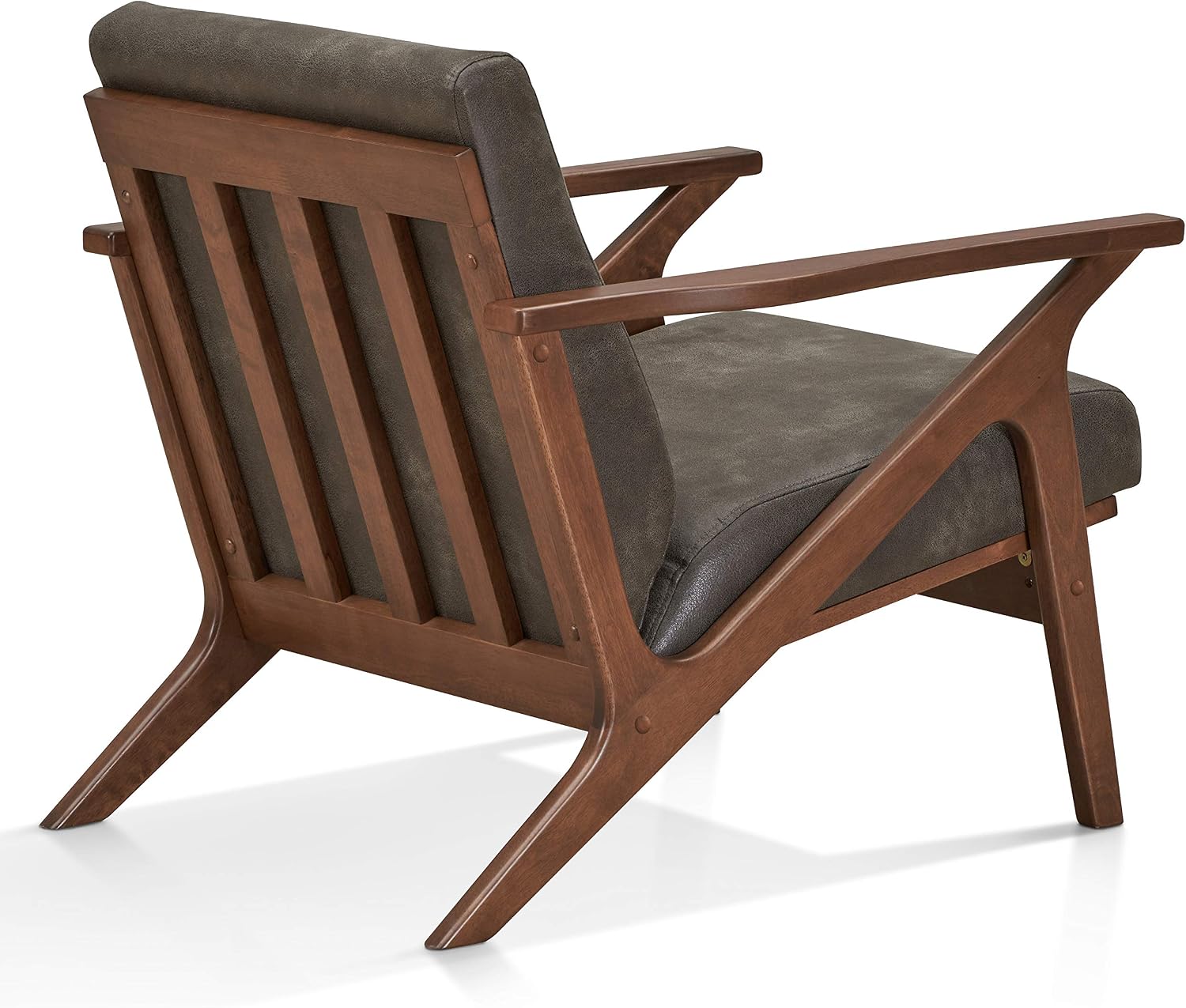 Zola Mid Century Modern Accent Chair Arm Chair, Living Room Furniture, Charcoal/Walnut