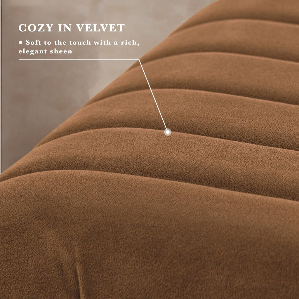 Spatial Order 48' Modern Arch Channel Bench - Rust Orange Velvet