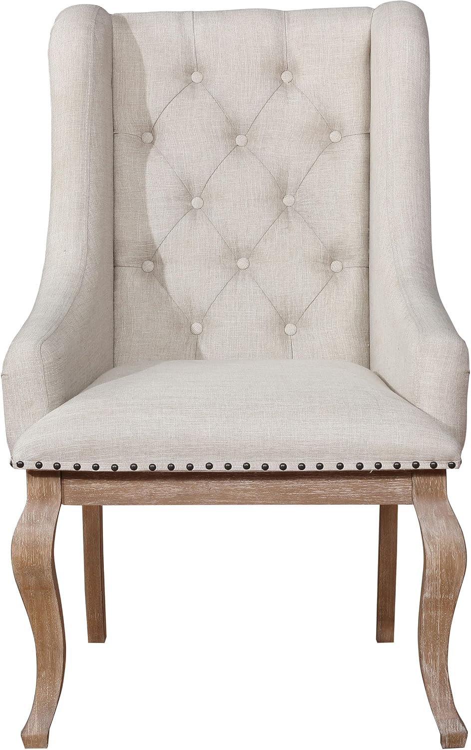 Coaster Home Furnishings - Brockway - 7-Piece Wood Dining Table Set - Double Pedestal Base, Table with Extension Leaf, Button-Tufted Chairs with Nailhead Trim - Dining Room - Barley Brown - 110291-S7