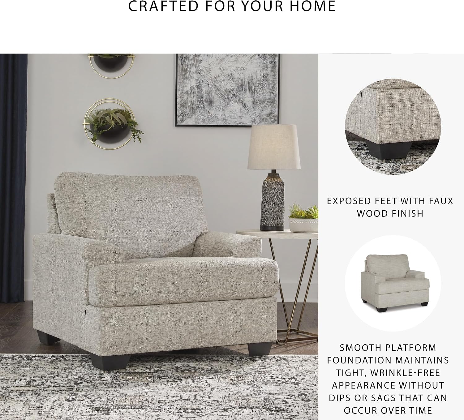 Signature Design by Ashley Vayda Casual Upholstered Chair, Light Gray
