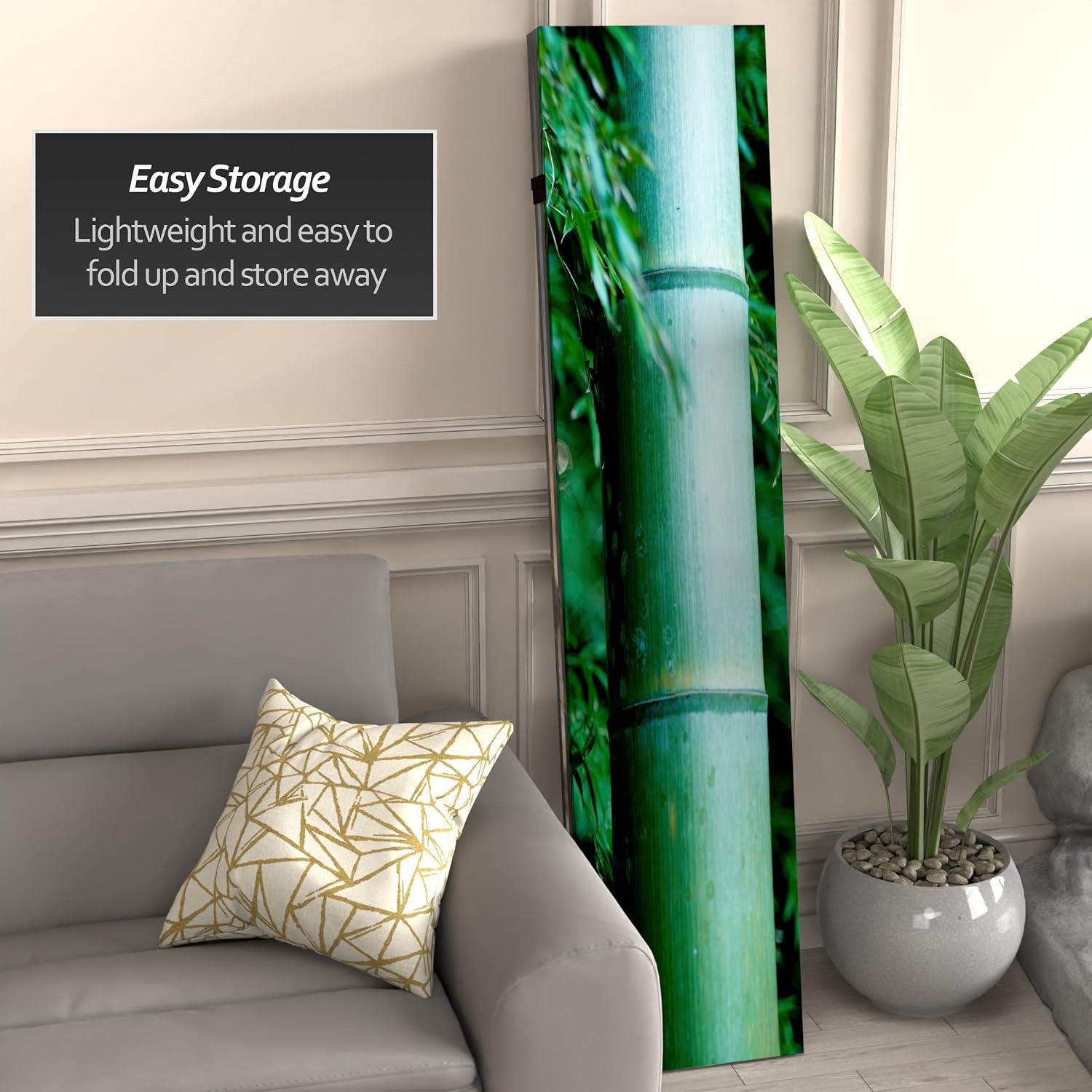 Red Lantern 6 ft. Tall Double Sided Bamboo Tree Canvas Room Divider 4 Panel 4 Panel Freestanding Folding Privacy Screen, Partition, and Separator for Modern and Contemporary Bedroom, Home Office