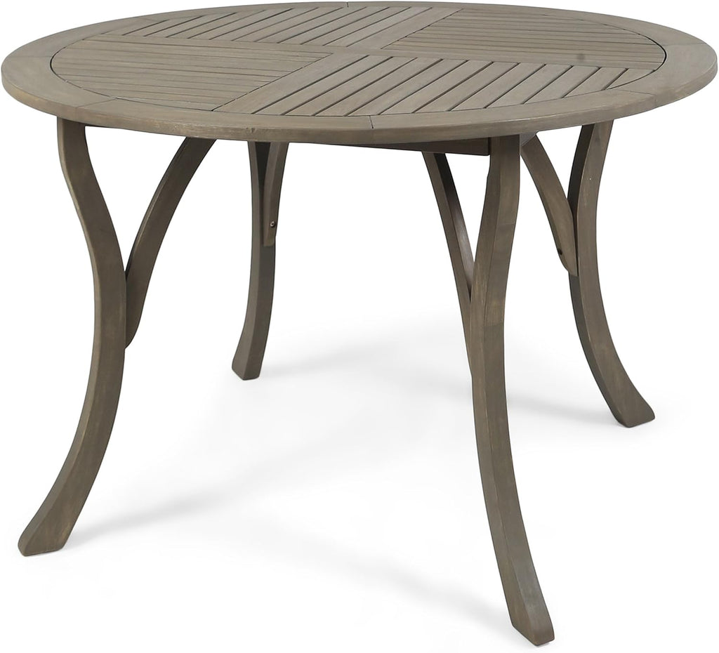 Christopher Knight Home Adn Outdoor 47' Round Acacia Wood Dining Table, Grey