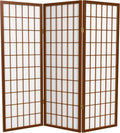 4 ft. Short Window Pane Shoji Screen - Walnut - 3 Panels