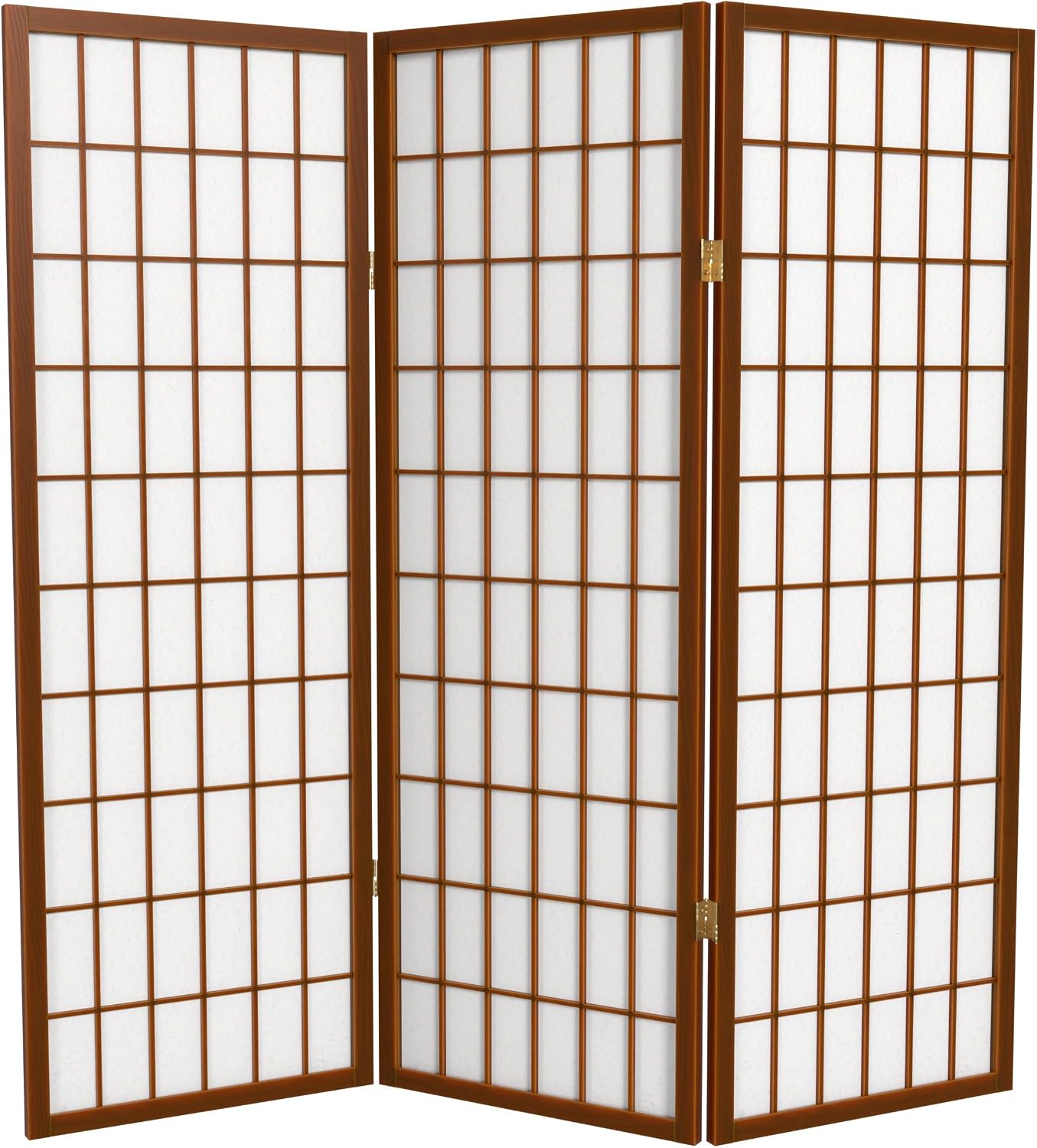4 ft. Short Window Pane Shoji Screen - Walnut - 3 Panels