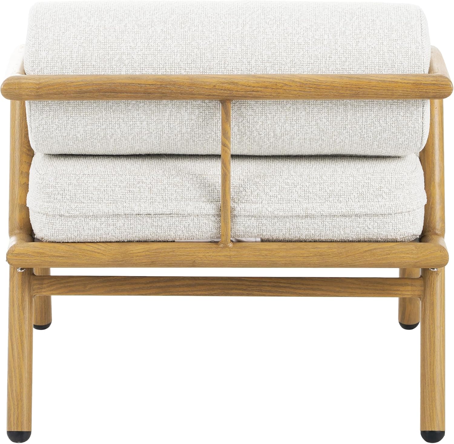 Christopher Knight Home Dessa Patio Accent Chairs Set of 2, Wood-Like Club Chairs, Boucle Lounge Chair, Upholstered Armless Chair, Iron Frame Stable Seating for Garden Poolside Backyard, White+Teak