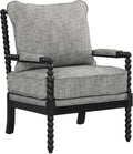 OSP Home Furnishings Eliza Spindle Accent Chair, Graphite Grey Fabric with Black Wood