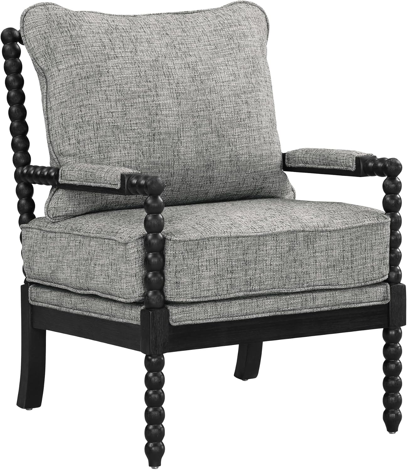OSP Home Furnishings Eliza Spindle Accent Chair, Graphite Grey Fabric with Black Wood