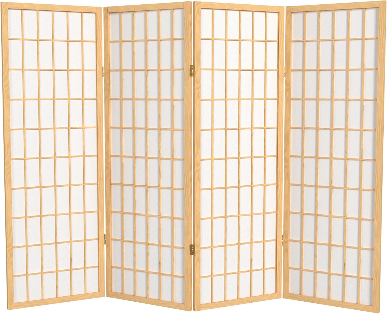 4 ft. Short Window Pane Shoji Screen - Natural - 4 Panels