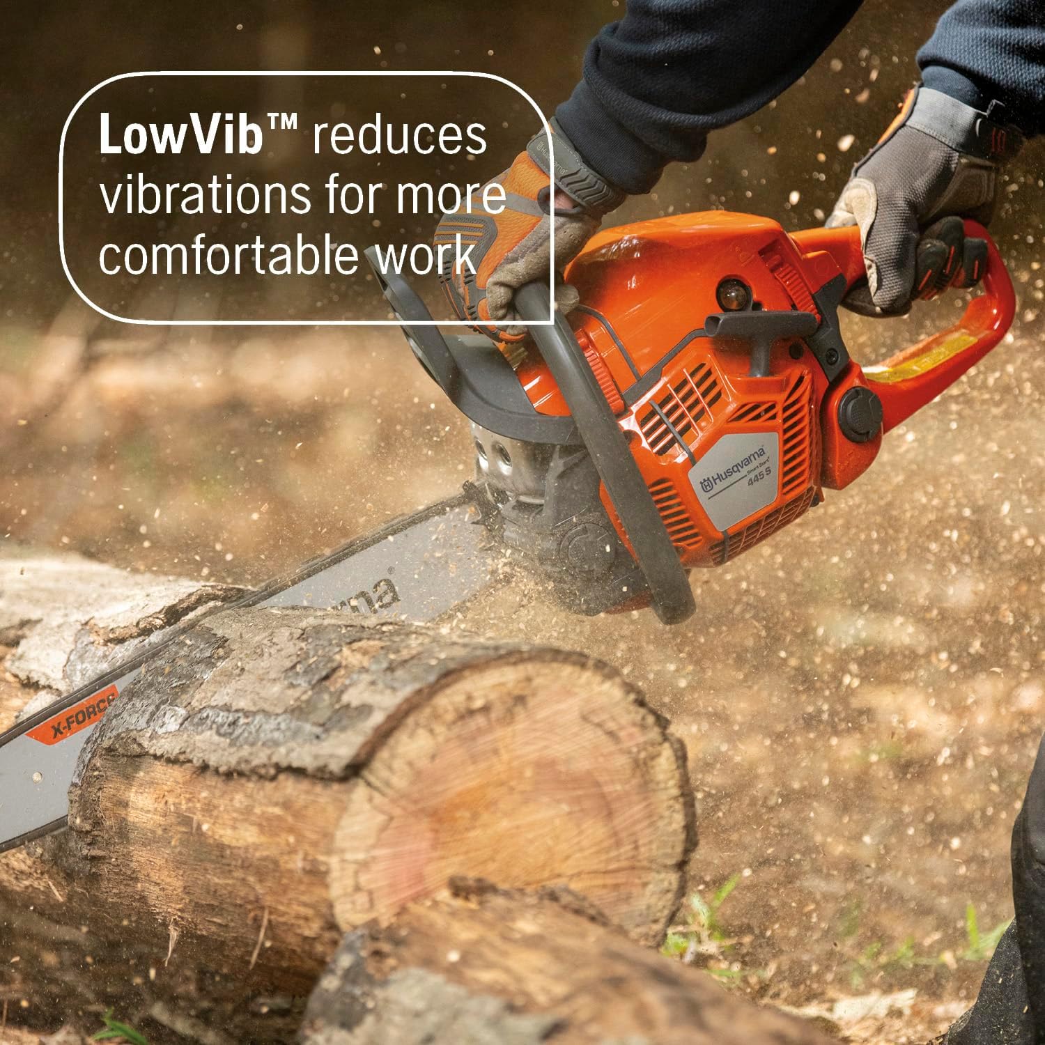 Husqvarna 445S Gas Chainsaw 18 Inch, 50-cc 3-HP, 2-Cycle X-Torq Engine, with Automatic Oiler, For Wood Cutting and Tree Trimming, Gifts for Men