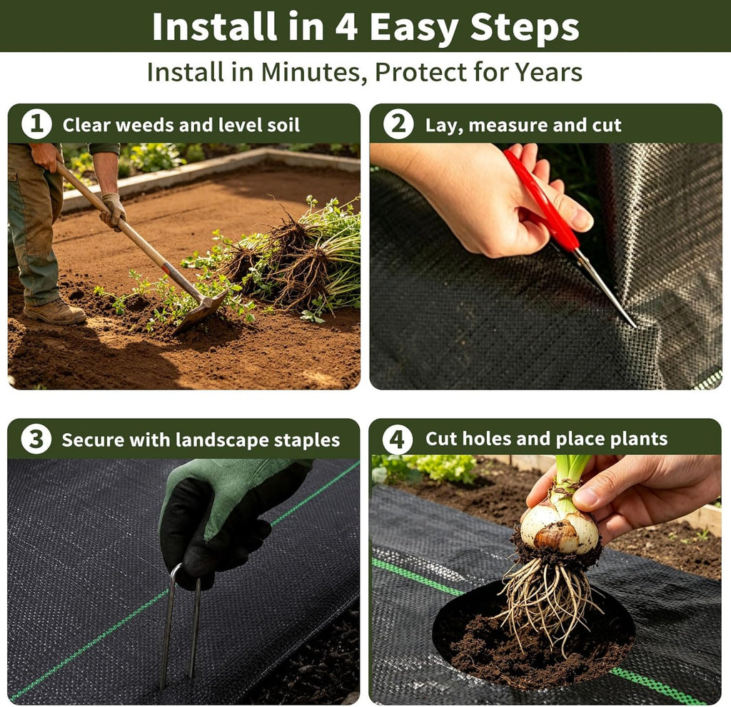 EXTRAEASY 6.5ft x 300ft Weed Barrier Fabric, Heavy Duty Landscape Fabric, 3.2oz Weed Control Fabric, Tear-Resistant Weed Blocker Ground Cover for Garden, Gravel, Driveway, Flower Bed